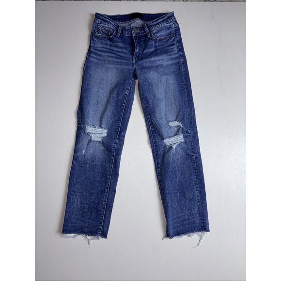 Buckle Denim - Buckle Black Fit No 53 Cropped Straight Jeans Womens Size 26x28 Blue Distressed